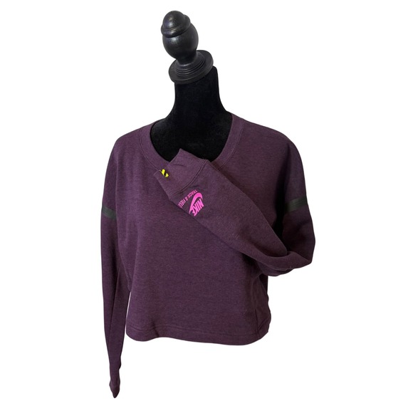 Nike Tops - Nike Track & Field Purple Cropped Sweatshirt‎ Cozy Fleece Pullover Boxy Size M